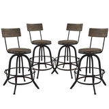 Procure Bar Stool Set of 4 Brown by Modway