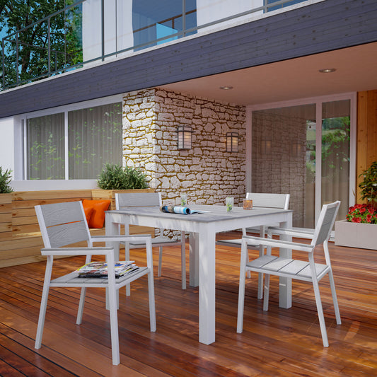 Maine 5 Piece Outdoor Patio Dining Set Arm Chairs by Modway