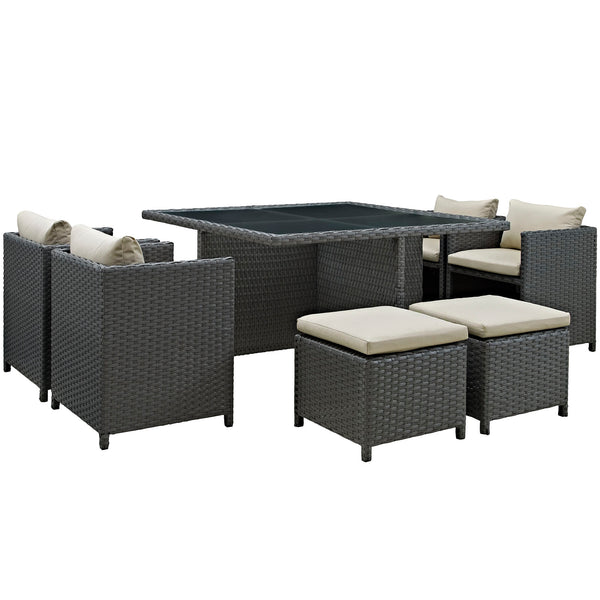 Sojourn 9 Piece Outdoor Patio Sunbrella Dining Set by Modway