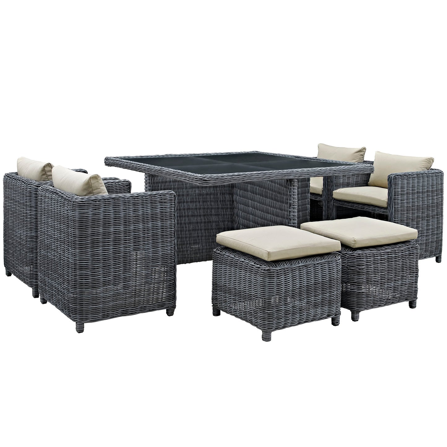 Summon 9 Piece Outdoor Patio Sunbrella Dining Set by Modway