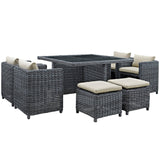 Summon 9 Piece Outdoor Patio Sunbrella Dining Set by Modway