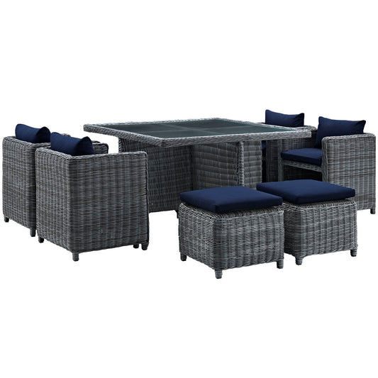 Summon 9 Piece Outdoor Patio Sunbrella Dining Set by Modway