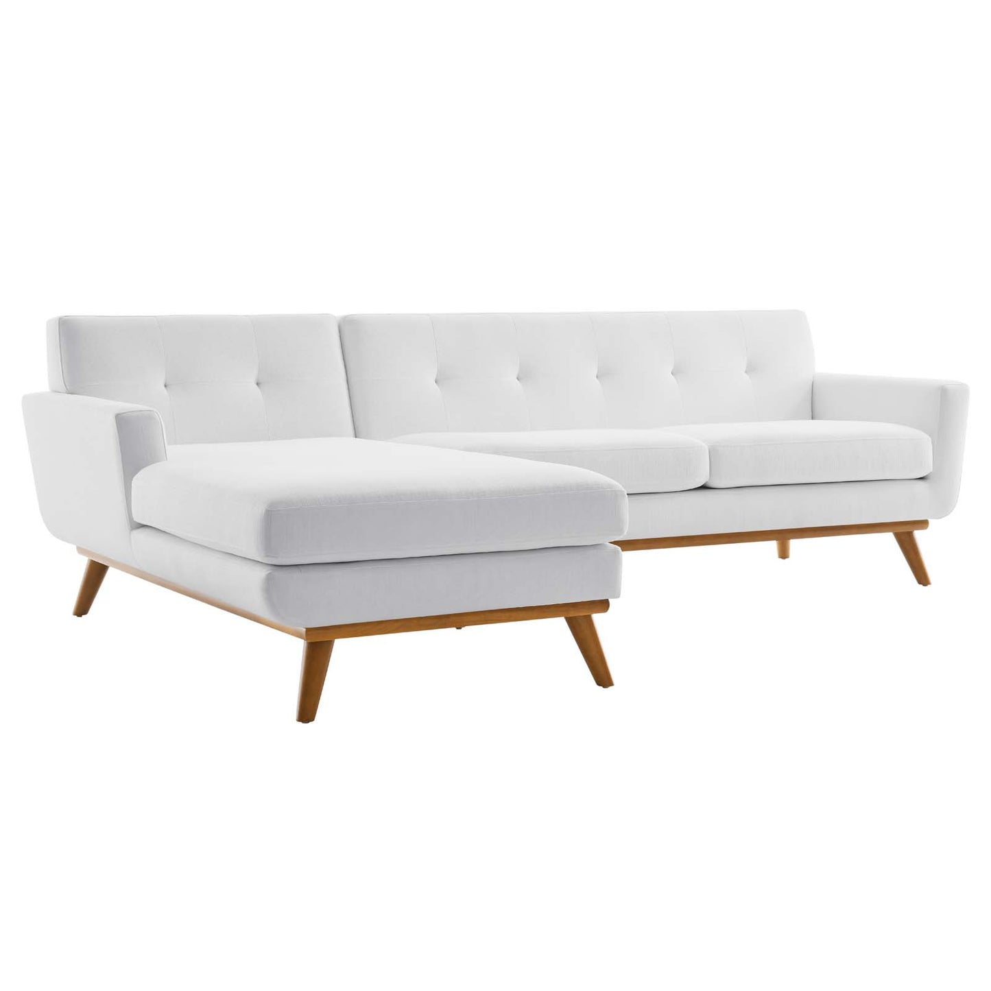 Engage Left-Facing Upholstered Fabric Sectional Sofa in White by Modway