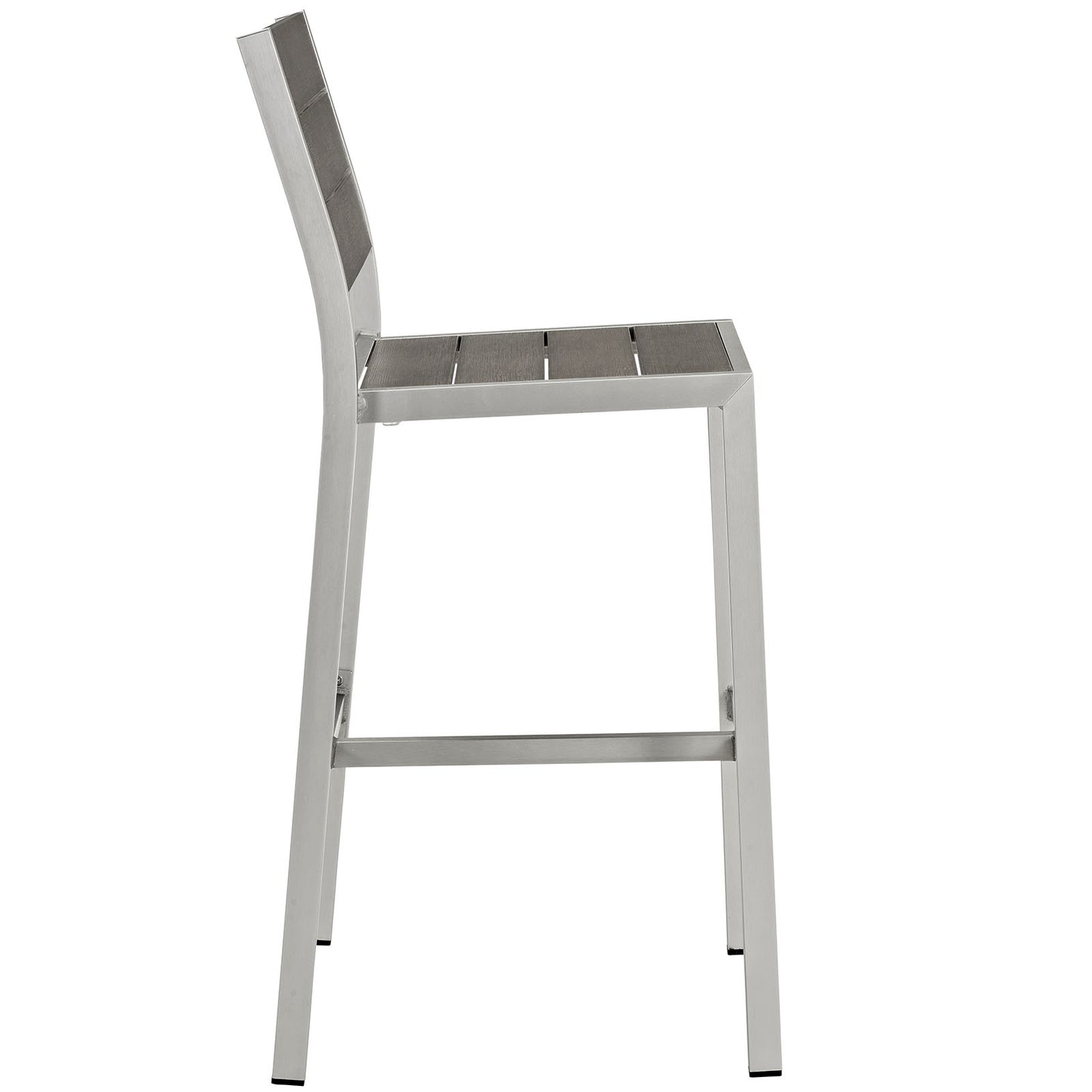 Shore Outdoor Patio Aluminum Armless Bar Stool Silver Gray by Modway