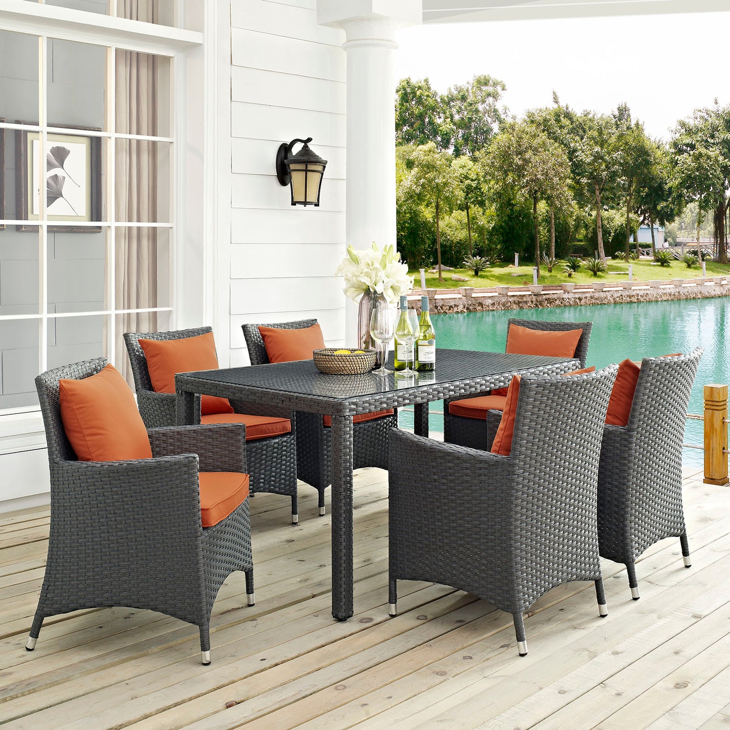 Sojourn 7 Piece Outdoor Patio Sunbrella Dining Set by Modway