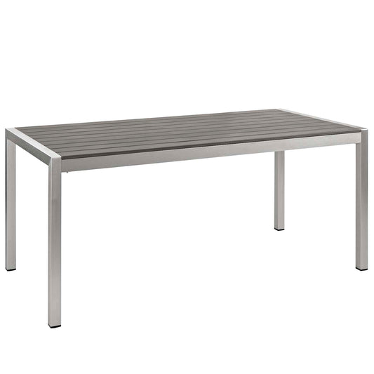 Shore 3 Piece Outdoor Patio Aluminum Dining Set Silver Gray by Modway