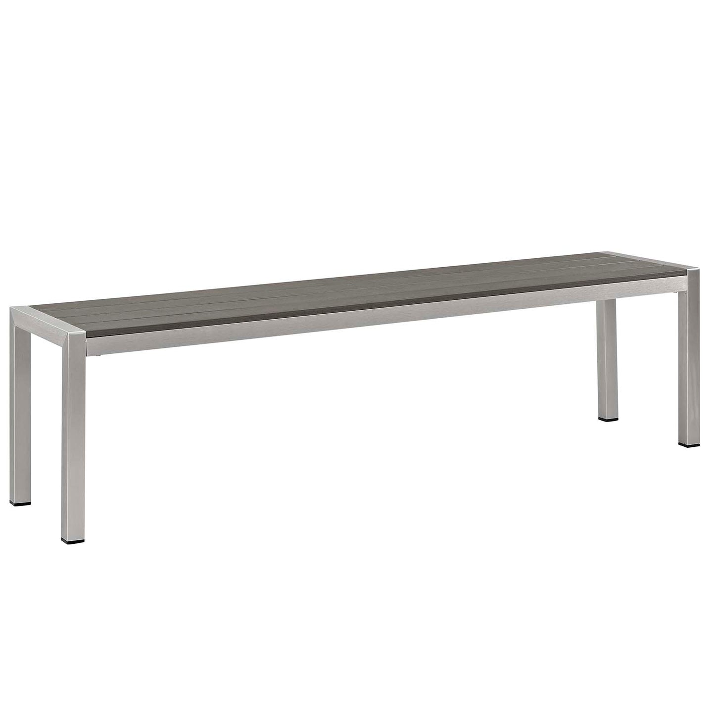 Shore 3 Piece Outdoor Patio Aluminum Dining Set Silver Gray by Modway