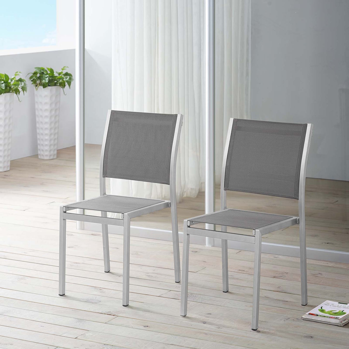 Shore Side Chair Outdoor Patio Aluminum Set of 2 by Modway