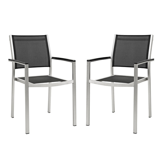 Shore Dining Chair Outdoor Patio Aluminum Set of 2 by Modway