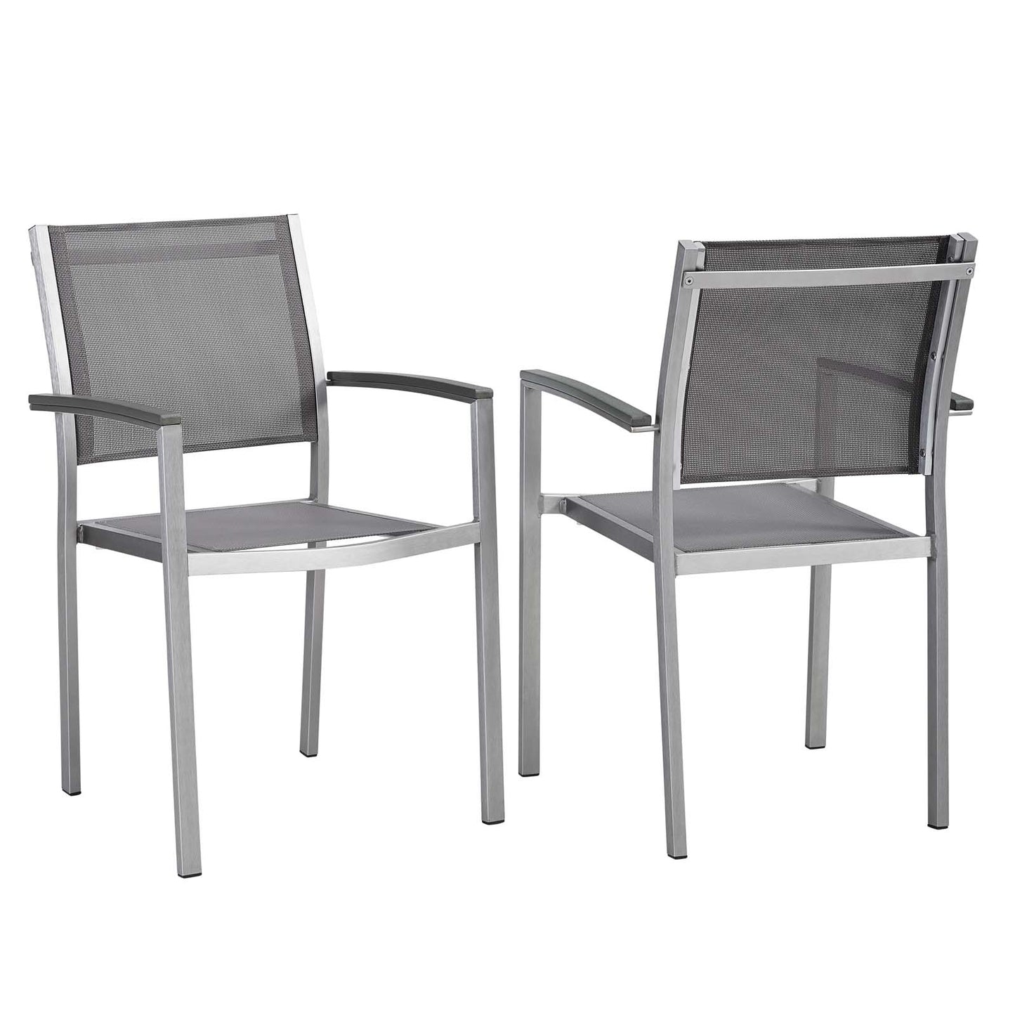 Shore Dining Chair Outdoor Patio Aluminum Set of 2 by Modway