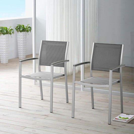 Shore Dining Chair Outdoor Patio Aluminum Set of 2 by Modway
