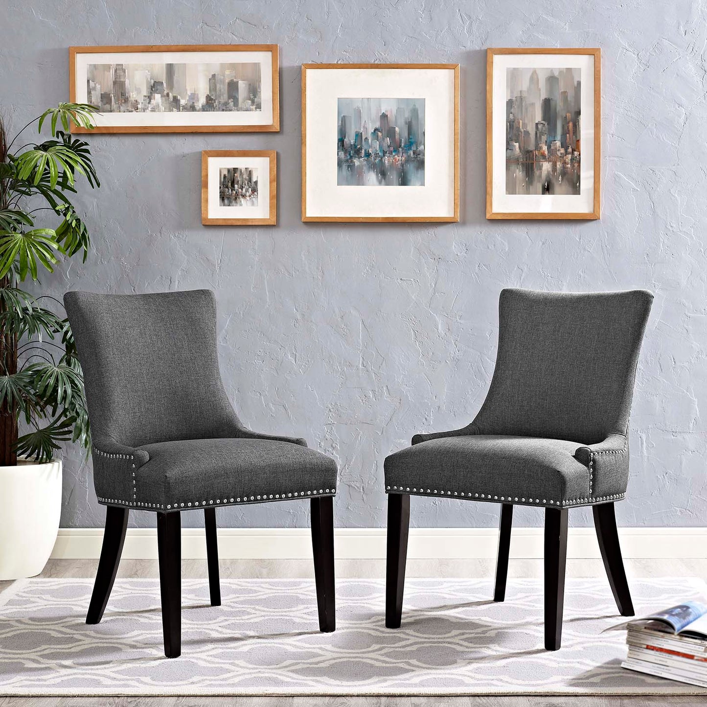 Marquis Dining Side Chair Fabric Set of 2 | Polyester by Modway