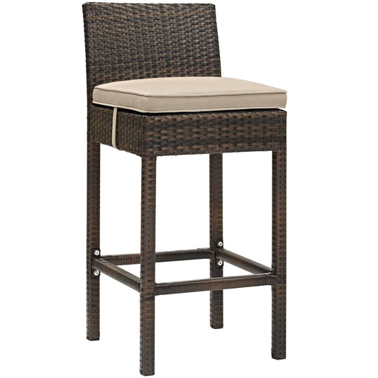 Conduit Outdoor Patio Wicker Rattan Bar Stool in Brown by Modway