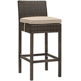 Conduit Outdoor Patio Wicker Rattan Bar Stool in Brown by Modway