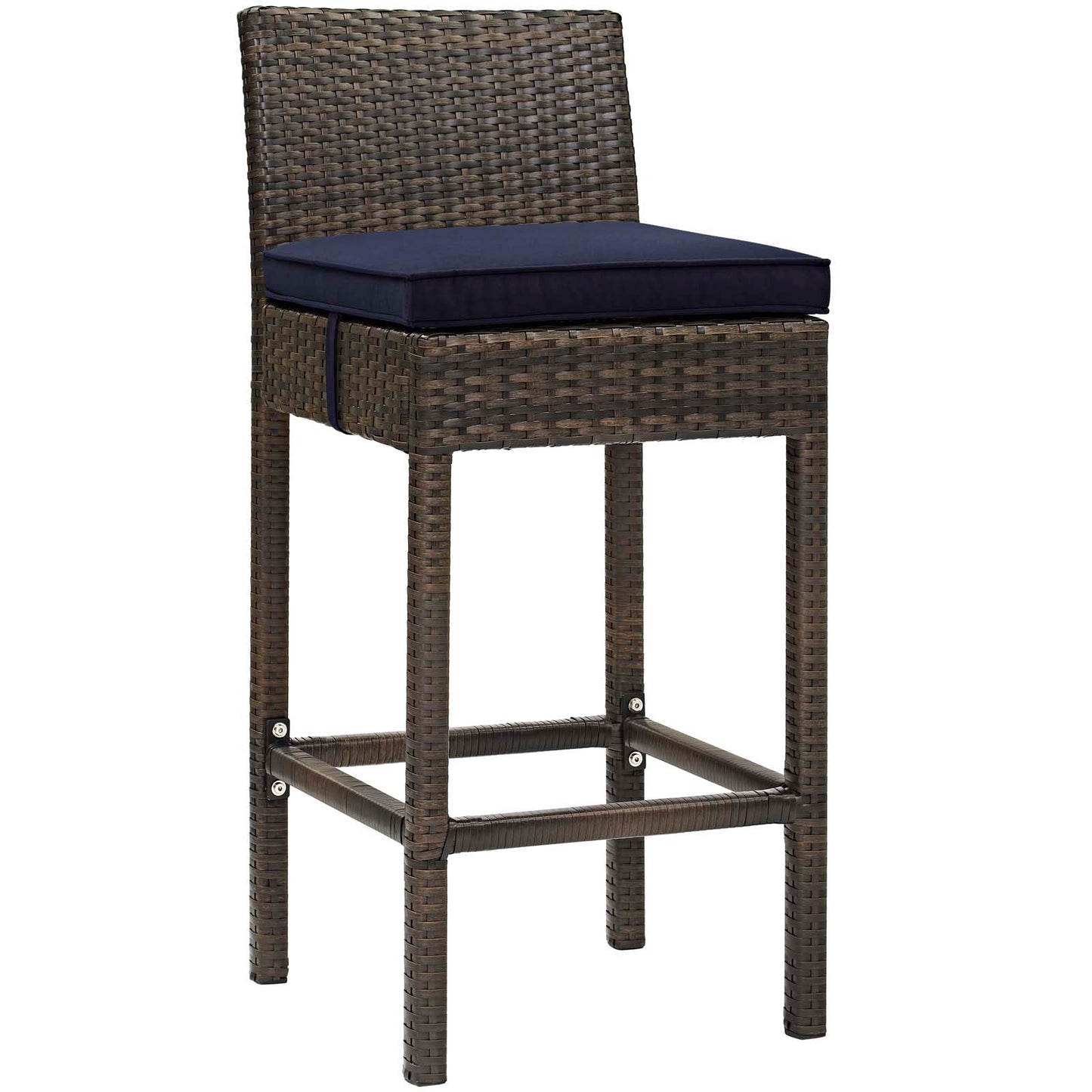 Conduit Outdoor Patio Wicker Rattan Bar Stool in Brown by Modway