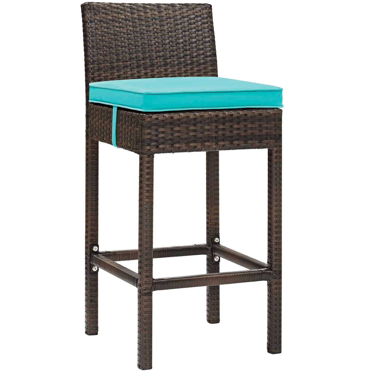 Conduit Outdoor Patio Wicker Rattan Bar Stool in Brown by Modway