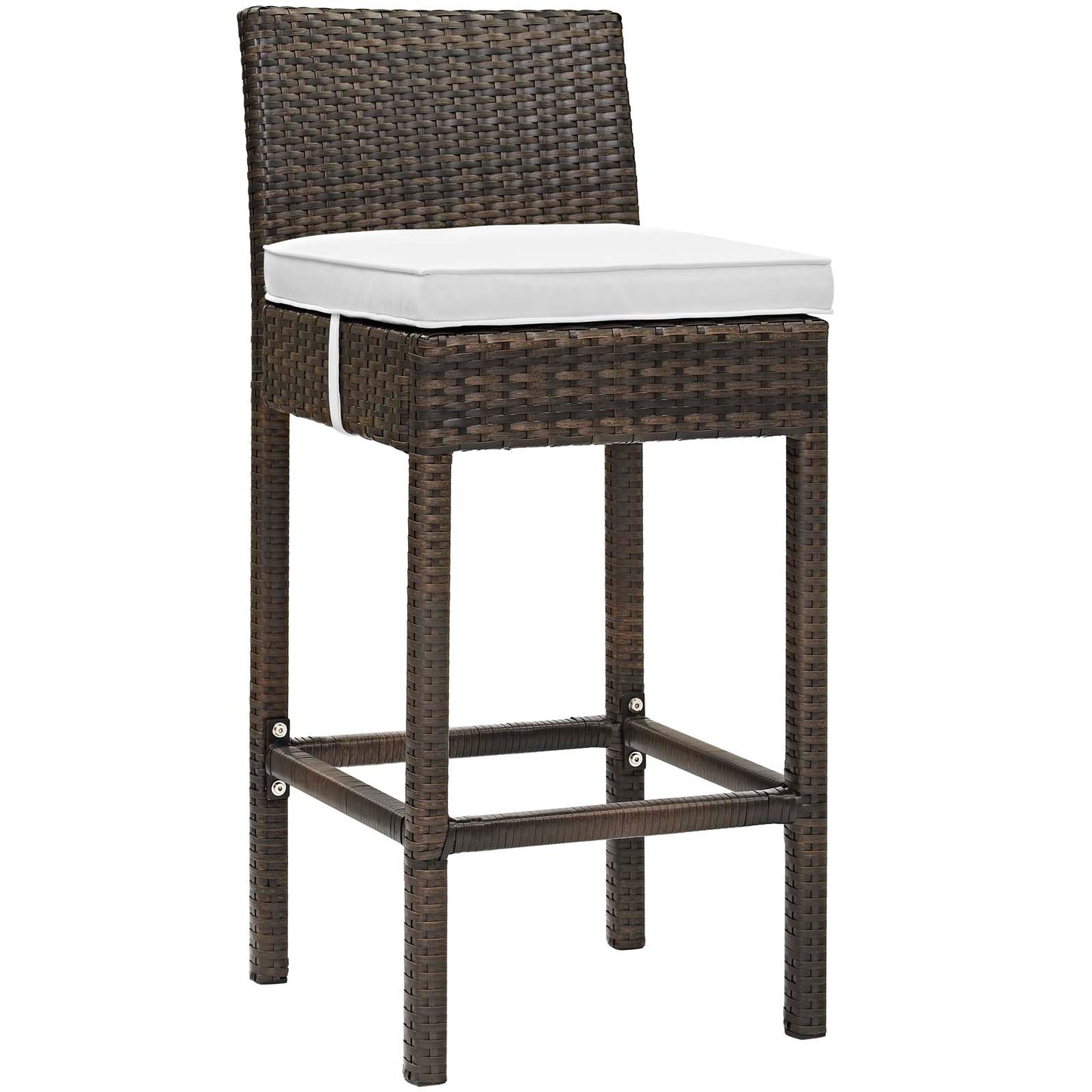 Conduit Outdoor Patio Wicker Rattan Bar Stool in Brown by Modway