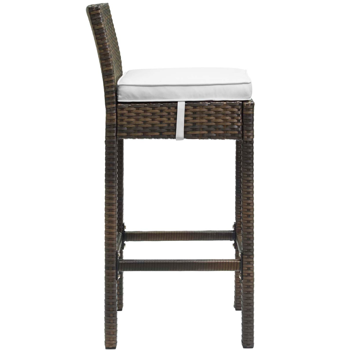 Conduit Outdoor Patio Wicker Rattan Bar Stool in Brown by Modway