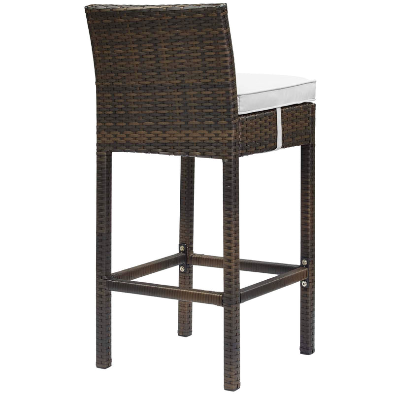 Conduit Outdoor Patio Wicker Rattan Bar Stool in Brown by Modway