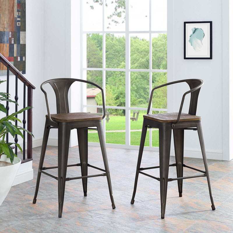 Promenade Bar Stool Brown by Modway