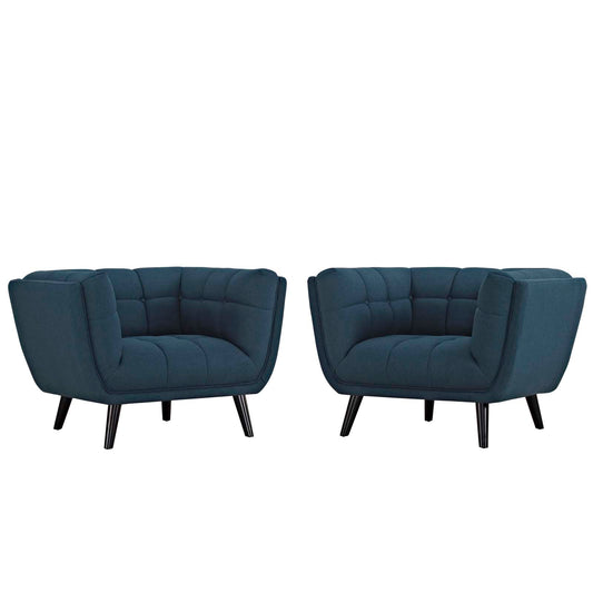 Bestow 2 Piece Upholstered Fabric Armchair Set | Polyester by Modway