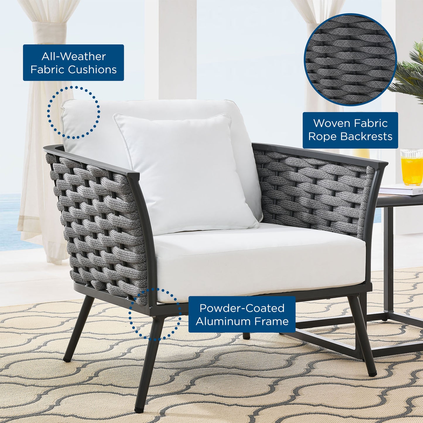 Stance Outdoor Patio Aluminum Armchair | Polyester by Modway