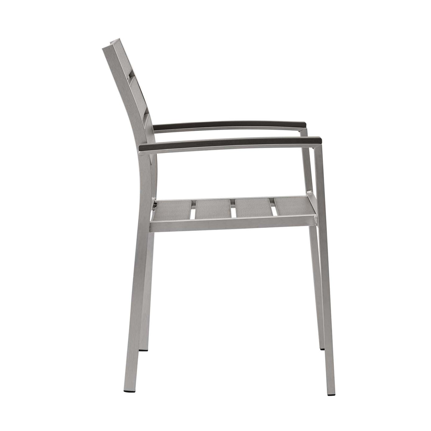 Shore Outdoor Patio Aluminum Dining Armchair Silver Gray by Modway