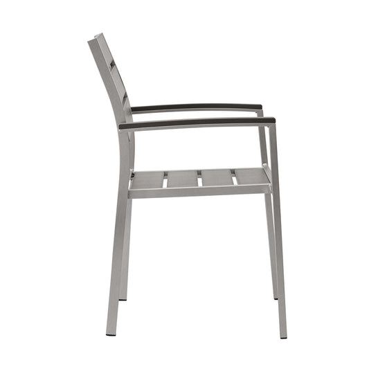 Shore Outdoor Patio Aluminum Dining Armchair Silver Gray by Modway