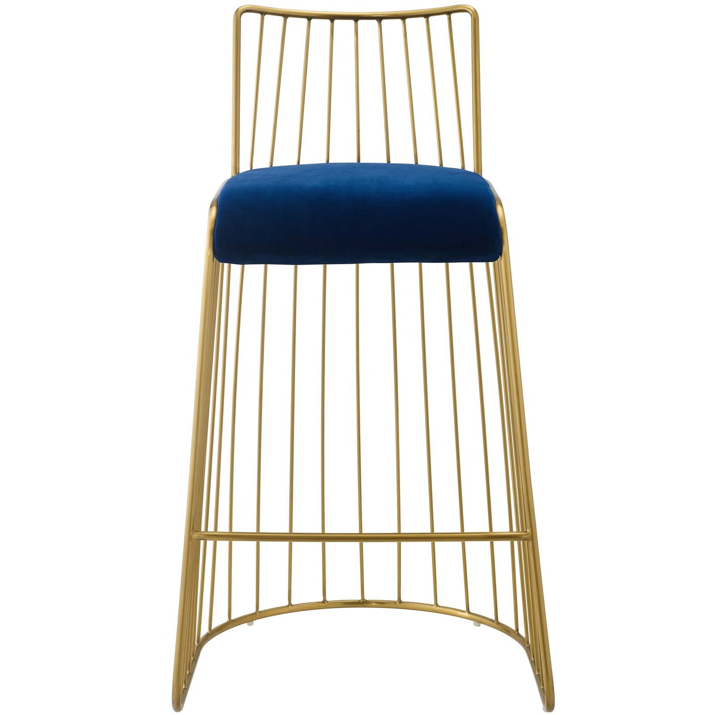 Rivulet Gold Stainless Steel Performance Velvet Bar Stool Gold Navy by Modway