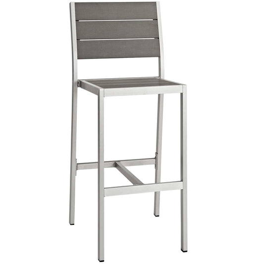Shore 3 Piece Outdoor Patio Aluminum Outdoor Pub Set Silver Gray by Modway