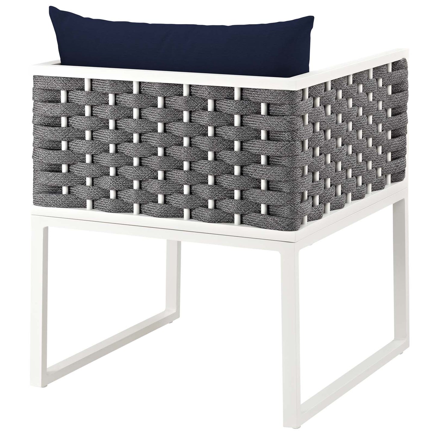 Stance 9 Piece Outdoor Patio Aluminum Dining Set White Navy | Polyester by Modway
