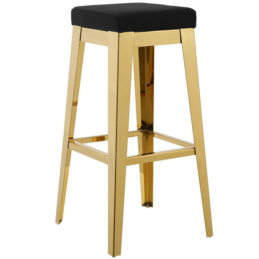 Arrive Gold Stainless Steel Performance Velvet Bar Stool by Modway