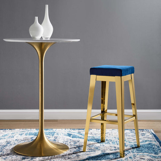 Arrive Gold Stainless Steel Performance Velvet Bar Stool by Modway
