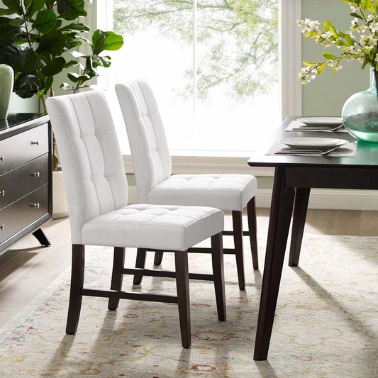Promulgate Biscuit Tufted Upholstered Fabric Dining Chair Set of 2 | Polyester by Modway