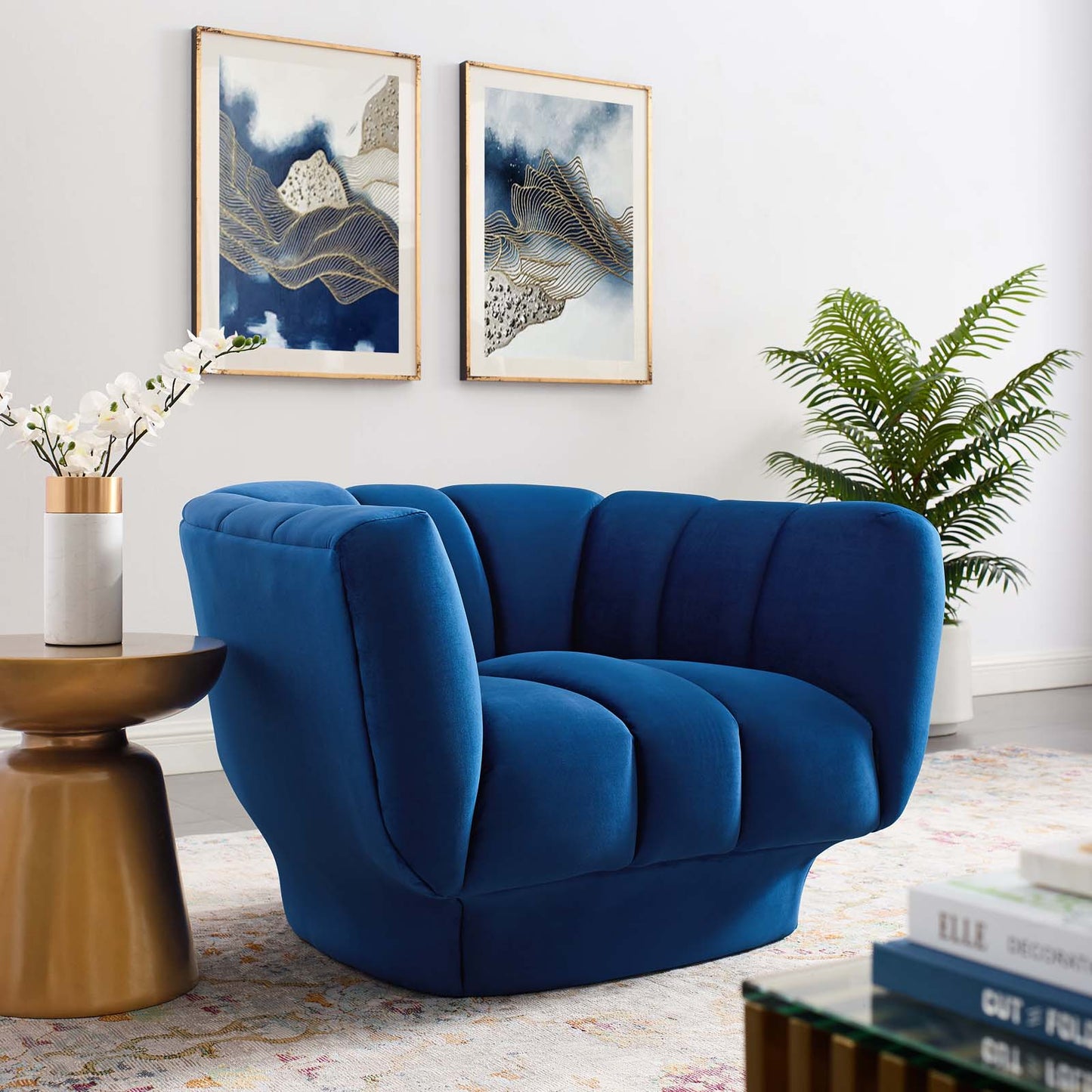 Entertain Vertical Channel Tufted Performance Velvet Armchair by Modway