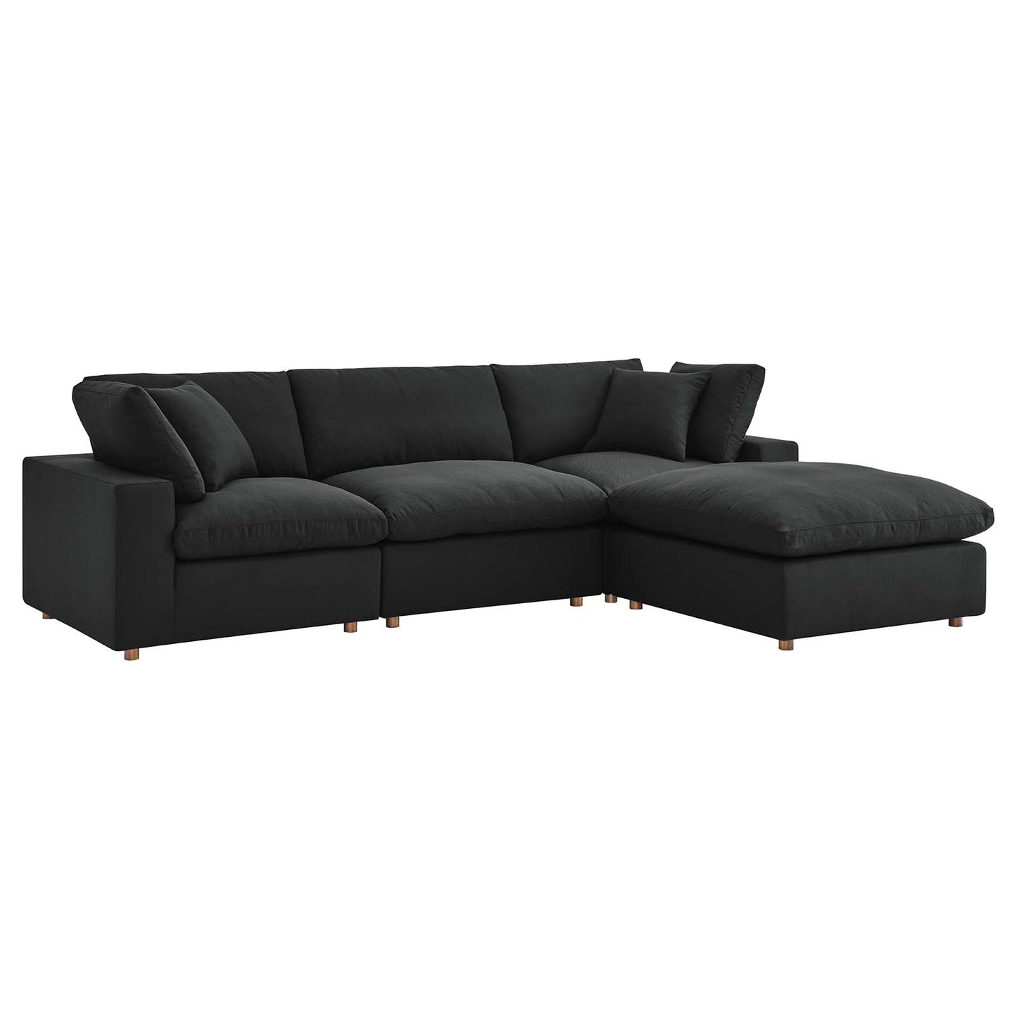 Commix Down Filled Overstuffed 4 Piece Sectional Sofa Set Azure | Polyester by Modway
