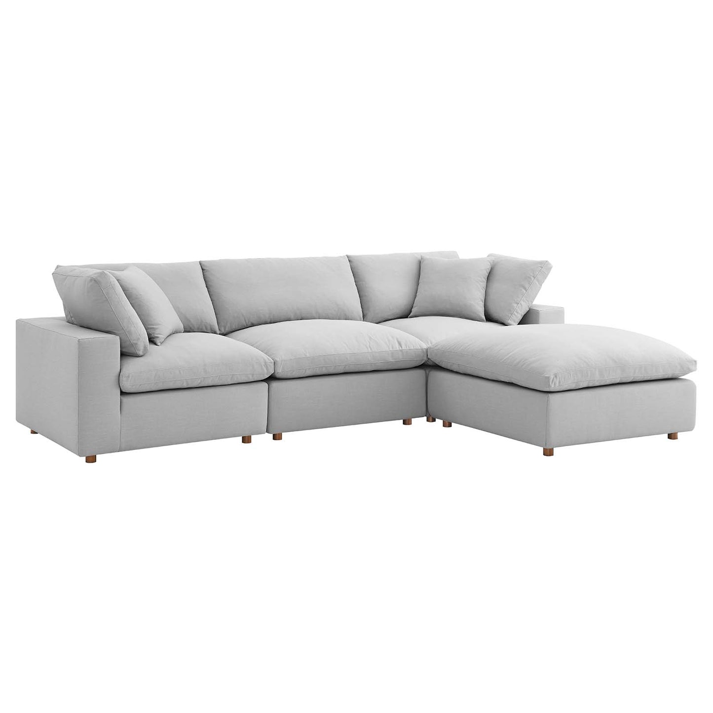 Commix Down Filled Overstuffed 4 Piece Sectional Sofa Set Azure | Polyester by Modway