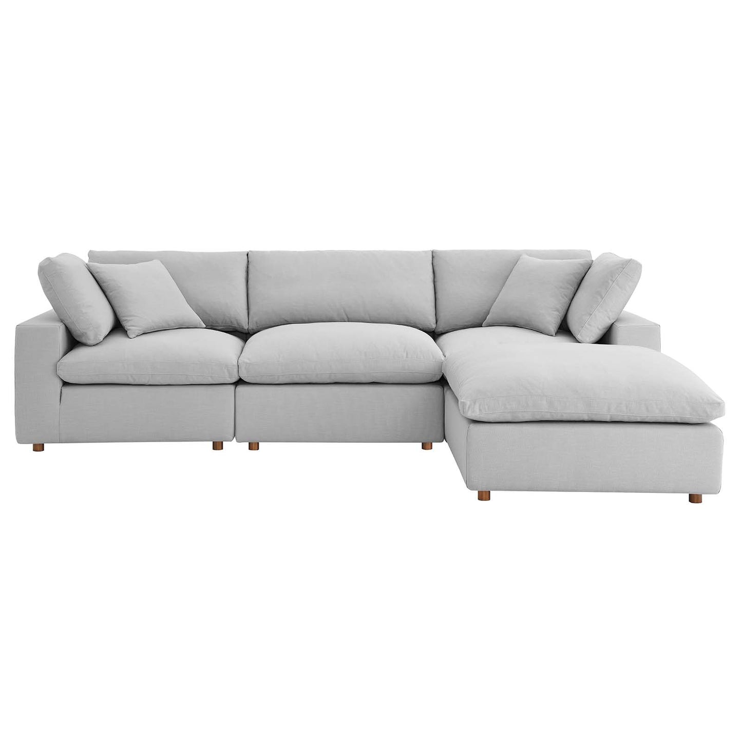 Commix Down Filled Overstuffed 4 Piece Sectional Sofa Set Azure | Polyester by Modway