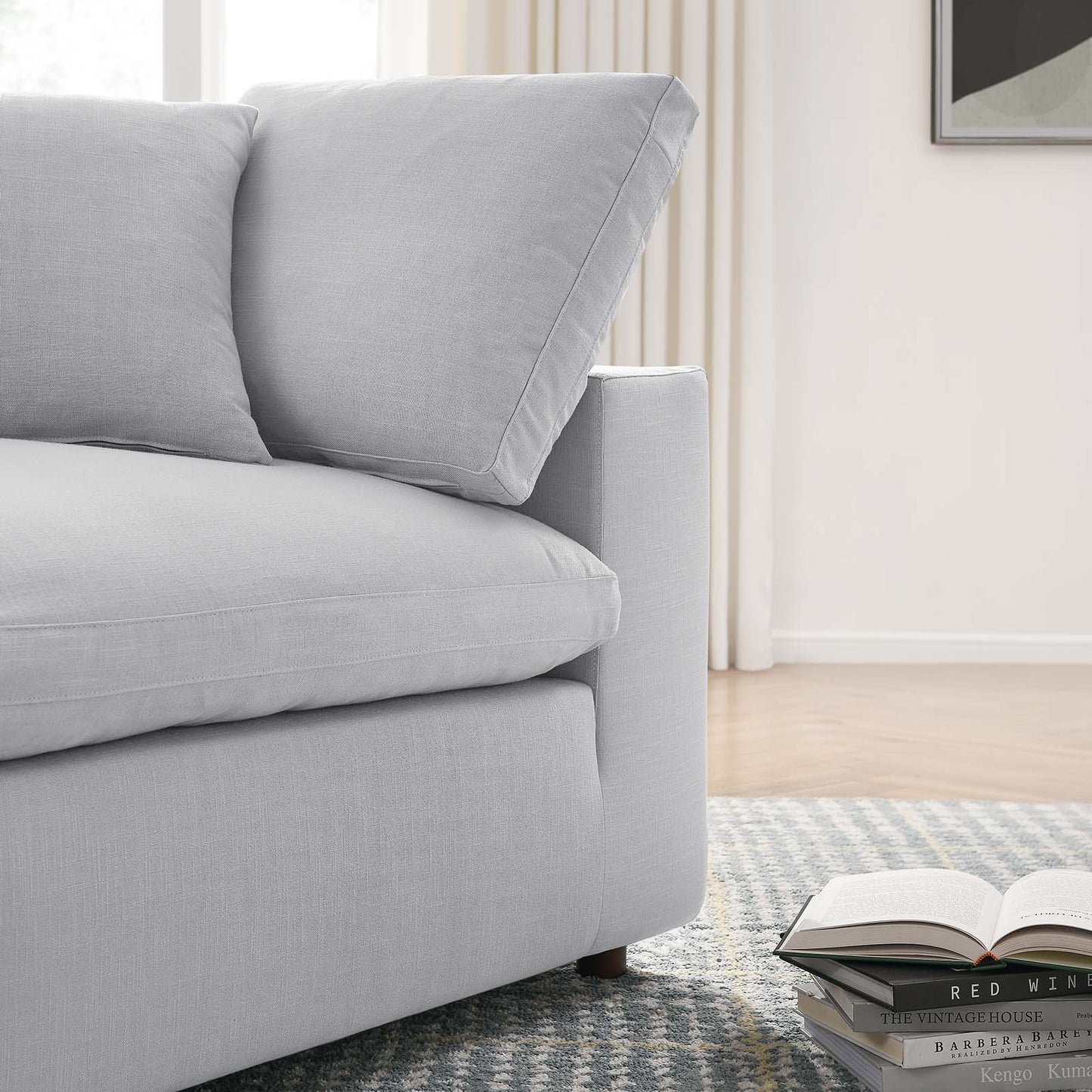 Commix Down Filled Overstuffed 4 Piece Sectional Sofa Set Azure | Polyester by Modway