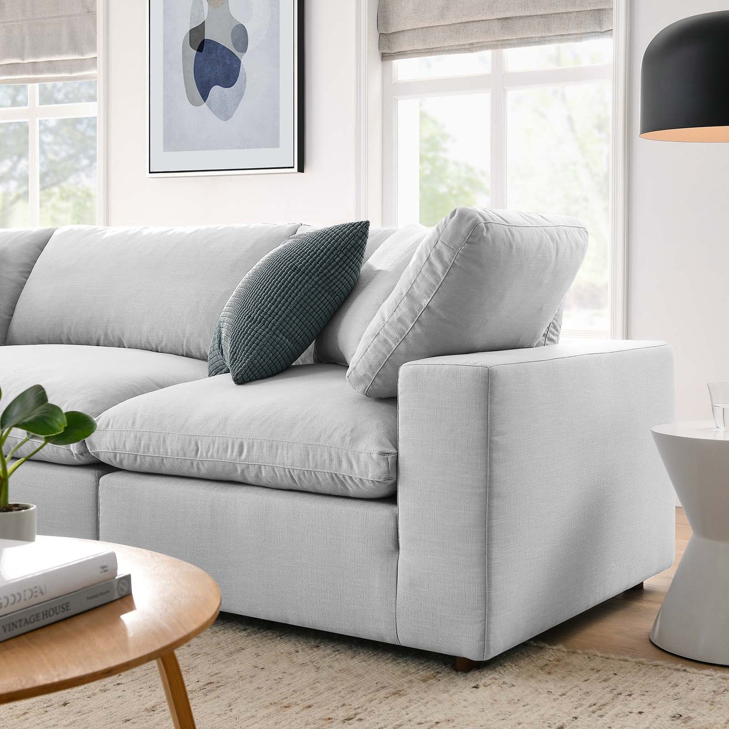 Commix Down Filled Overstuffed 4 Piece Sectional Sofa Set Azure | Polyester by Modway