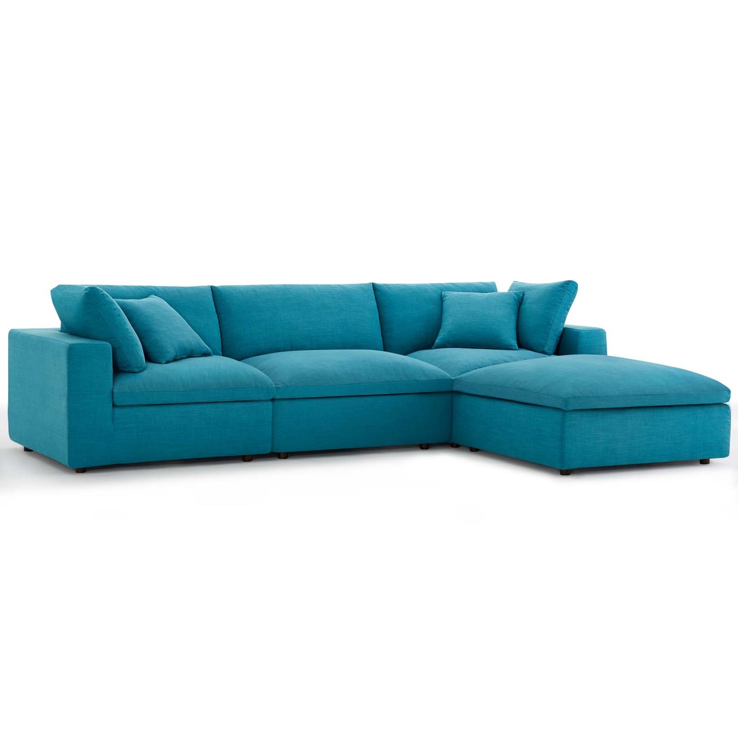 Commix Down Filled Overstuffed 4 Piece Sectional Sofa Set Azure | Polyester by Modway