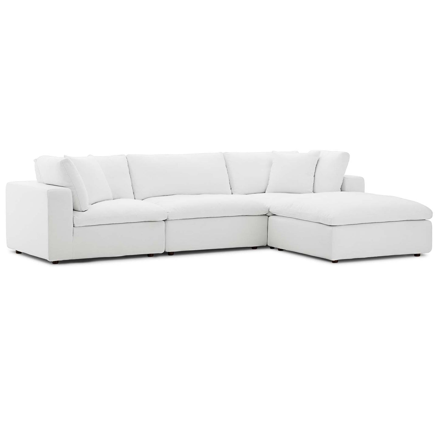 Commix Down Filled Overstuffed 4 Piece Sectional Sofa Set Azure | Polyester by Modway