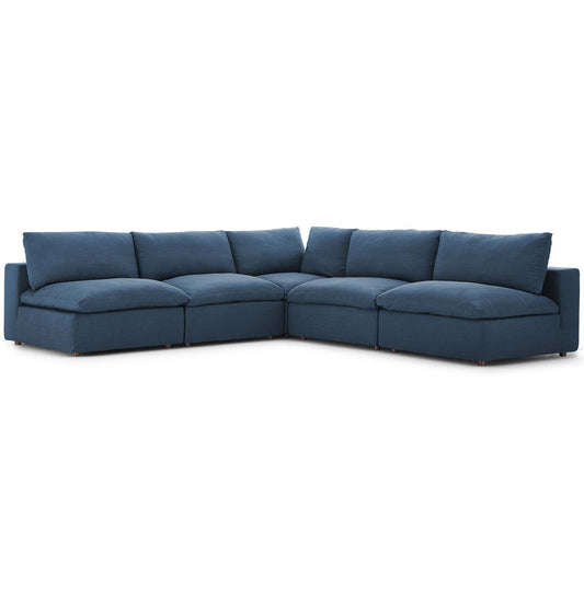 Commix Down Filled Overstuffed 5 Piece Sectional Sofa Set | Polyester by Modway