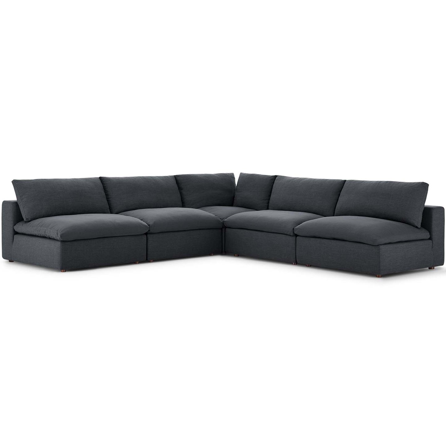 Commix Down Filled Overstuffed 5 Piece Sectional Sofa Set | Polyester by Modway