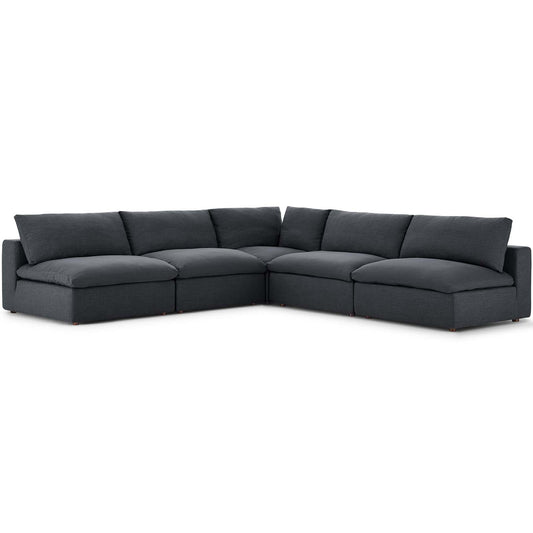 Commix Down Filled Overstuffed 5 Piece Sectional Sofa Set | Polyester by Modway