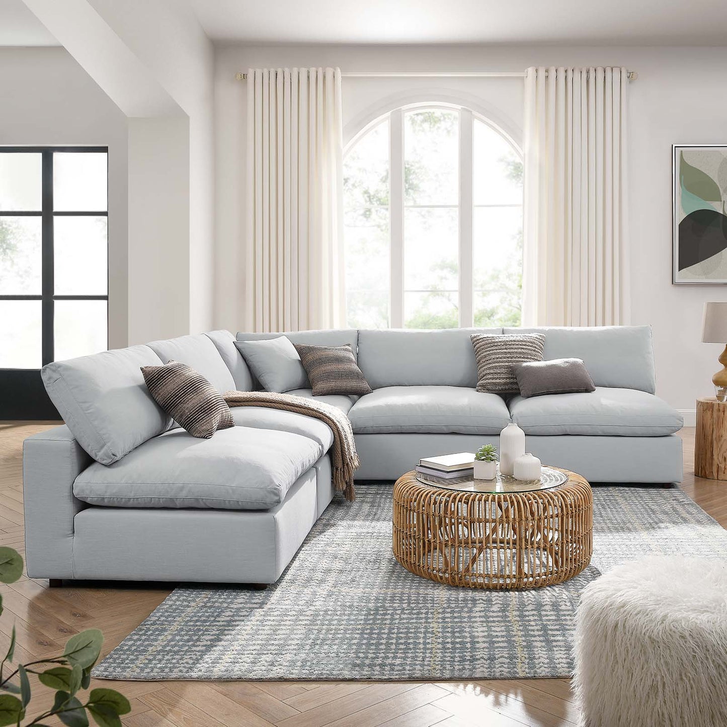 Commix Down Filled Overstuffed 5 Piece Sectional Sofa Set | Polyester by Modway