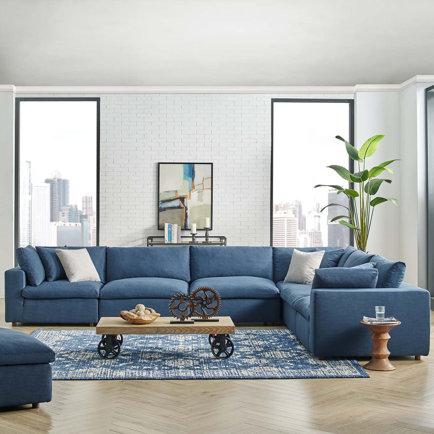Commix Down Filled Overstuffed 6 Piece Sectional Sofa Set | Polyester by Modway