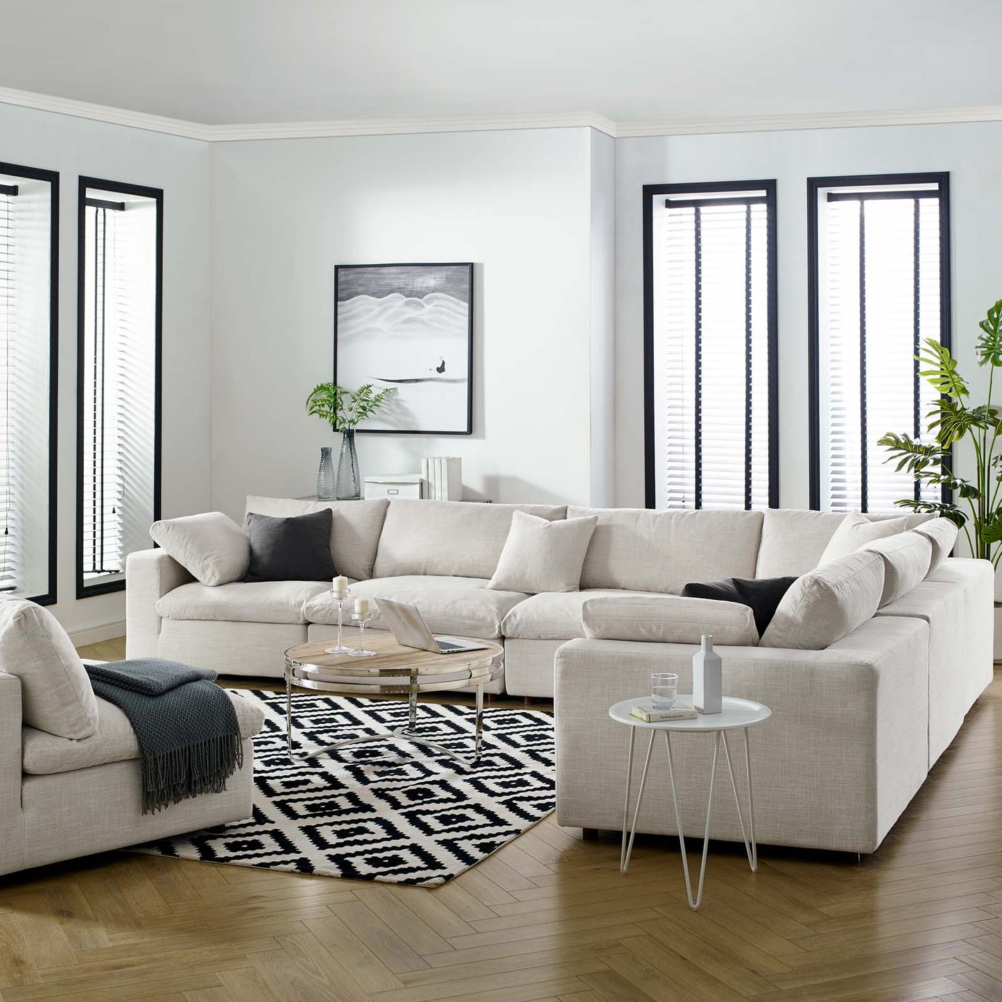 Commix Down Filled Overstuffed 6 Piece Sectional Sofa Set | Polyester by Modway