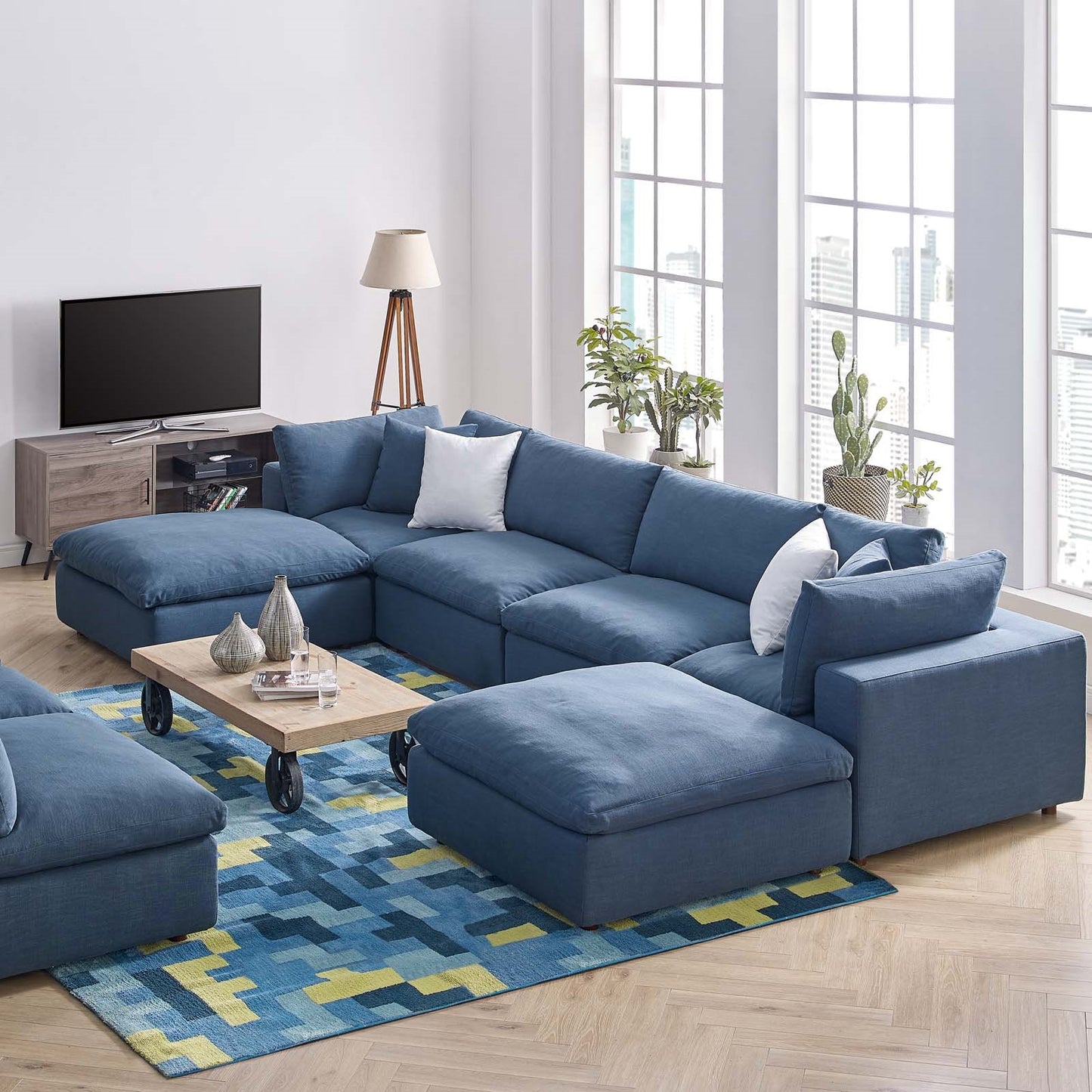 Commix Down Filled Overstuffed 6 Piece Sectional Sofa Set | Polyester Modway
