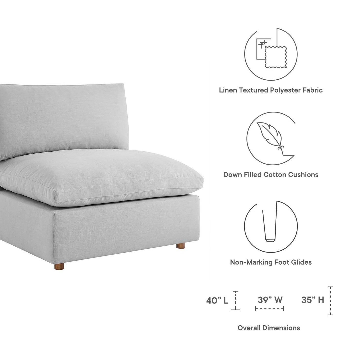 Commix Down Filled Overstuffed 6 Piece Sectional Sofa Set | Polyester Modway